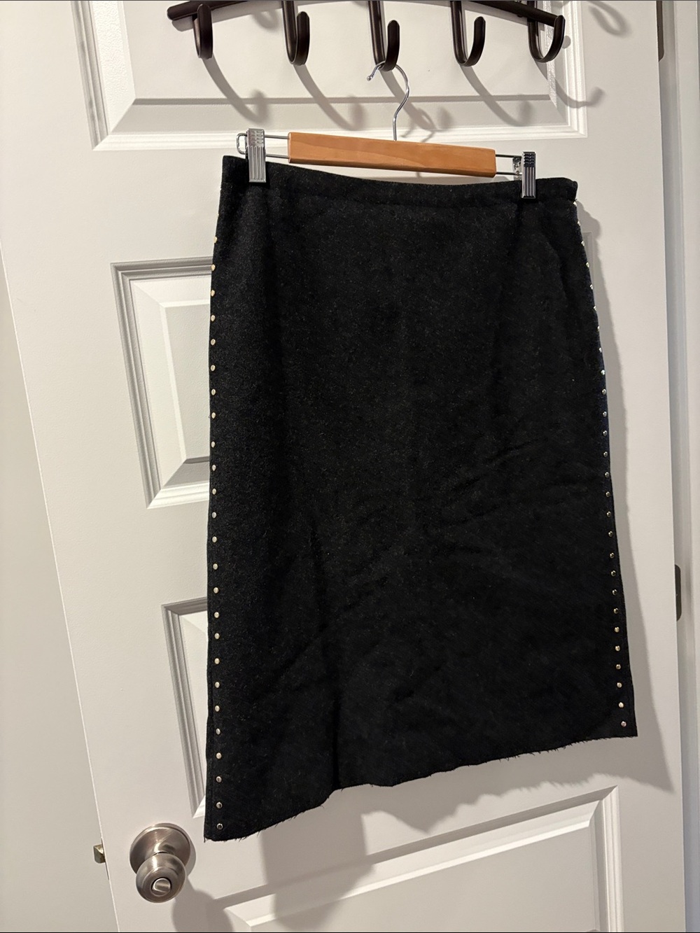 Vintage J.Crew Black Pencil Skirt with Side Stud Trim